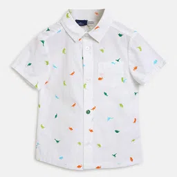Chicco Boys Conversational Printed Short Sleeves Cotton Relaxed Casual Shirt-image-26