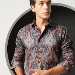 RARE RABBIT Men Navy Blue Printed  Slim Fit Casual Shirt-picture-40