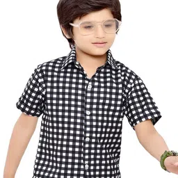 BAESD Boys Checked Spread Collar Cotton Casual Shirt-image-19