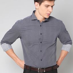 Bruun & Stengade Men Navy Blue Slim Fit Opaque Printed Formal Shirt-image-42