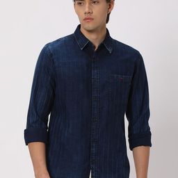 Mufti Slim Fit Vertical Stripes Spread Collar Long Sleeve Cotton Casual Shirt-picture-6