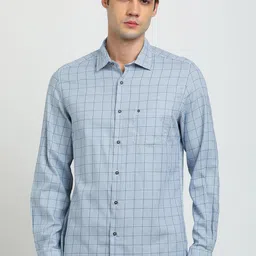 Turtle Men Checked Spread Collar Casual Shirt-image-96