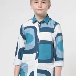 Jack & Jones Junior Boys Geometric Printed Pure Cotton Casual Shirt-image-19