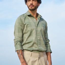Mufti Men Slim Fit Checked Spread Collar Cotton Casual Shirt-picture-6