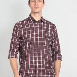 Arrow Sport Slim Fit Tartan Checked Twill Weave Pure Cotton Casual Shirt-image-85