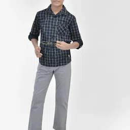 Crimsoune Club Boys Classic Slim Fit Checked Pure Cotton Casual Shirt-image-95