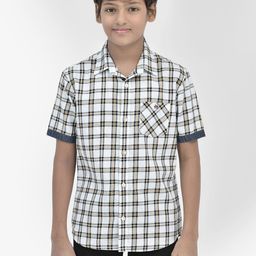 Crimsoune Club Boys Classic Tartan Checks Spread Collar Half Sleeves Cotton Shirt-image-47