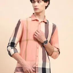CAMLA Vertical Striped Spread Collar Pure Cotton Casual Shirt-image-38