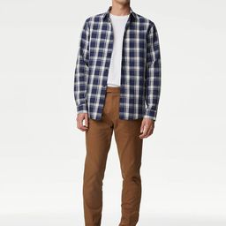 Marks & Spencer Checked Spread Collar Casual Shirt-image-43