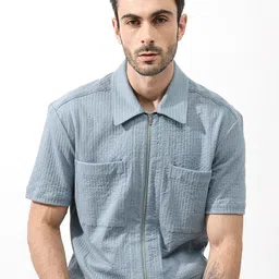 RARE RABBIT Men Loomz Boxy Spread Collar Opaque Checked Shirt-image-35