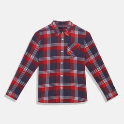 Tommy Hilfiger Boys Tartan Checked Spread Collar Regular Fit Cotton Casual Shirt-image-38