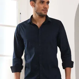 FILO HEVIS Classic Geometric Printed Cutaway Collar Satin Casual Shirt-image-54