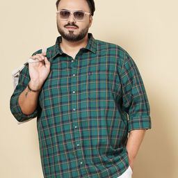 HARDSODA Plus Size Checked Spread Collar Long Sleeves Casual Shirt-image-18