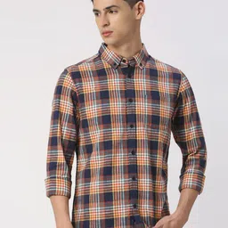 Being Human Men Slim Fit Button-Down Collar Tartan Checks Opaque Checked Casual Shirt-image-64