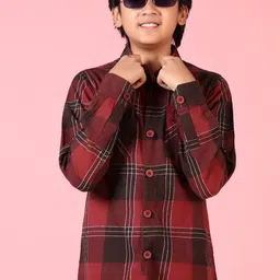 V-Mart Boys Spread Collar Buffalo Checked Cotton Casual Shirt-picture-23