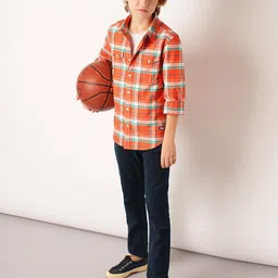 Jack & Jones Junior Boys Tartan Checked Spread Collar Cotton Regular Fit Casual Shirt-image-92