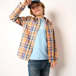 Jack & Jones Junior Boys Tartan Checked Spread Collar Cotton Regular Fit Casual Shirt-image-32