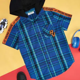 Pantaloons Junior Boys Checked Cotton Spread Collar Curved Casual Shirt-image-63