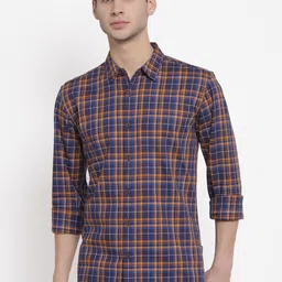 Pepe Jeans Men Cotton Navy Blue Tartan Checked Casual Shirt-picture-25