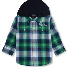 Gini and Jony Boys Tartan Checked Hooded Casual Cotton Shirt-image-70