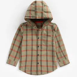 mothercare Boys Tartan Checks Opaque Hooded Pure Cotton Casual Shirt-image-27