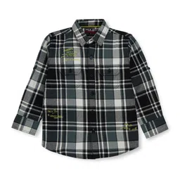 Gini and Jony Boys Spread Collar Long Sleeves Tartan Checks Opaque Casual Shirt-image-98
