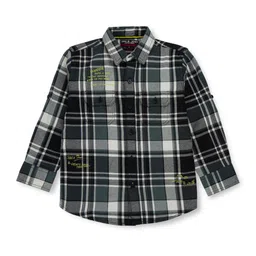 Gini and Jony Boys Tartan Checks Cotton Casual Shirt-image-19
