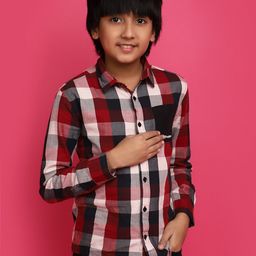 V-Mart Boys Checked Spread Collar Long Sleeves Cotton Casual Shirt-picture-41