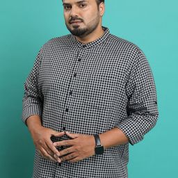 HIGHLANDER Men Plus Size Gingham Checks Casual Shirt-picture-48