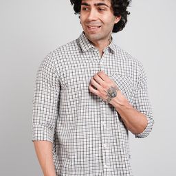TIM PARIS Comfort Spread Collar Gingham Checks Opaque Checked Cotton Casual Shirt-image-95