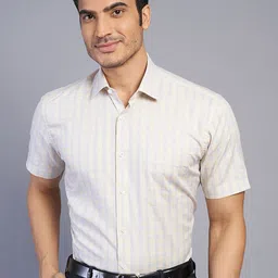 JADE BLUE Grid Tattersall Checked Cotton Formal Shirt-image-35