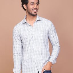 RAVINIK Men Grid Tattersall Checks Opaque Checked Casual Shirt-image-69