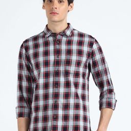 Flying Machine Tartan Checked Regular Fit Cotton Casual Shirt-picture-39