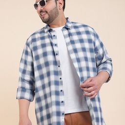Sztori Classic Long Sleeves Spread Collar Cotton Opaque Checked Casual Shirt-image-77