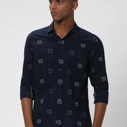 Mufti Conversational Printed Slim Fit Pure Cotton Casual Shirt-image-9