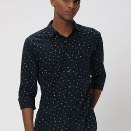 Mufti Slim Fit Geometric Printed Casual Pure Cotton Shirt-picture-40