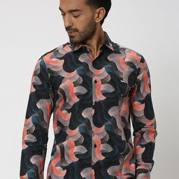 Mufti Geometric Printed Slim Fit Pure Cotton Casual Shirt-picture-20