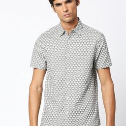 VALEN CLUB Slim Fit Abstract Printed Casual Pure Cotton Shirt-image-44