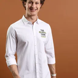 KETCH Slim Fit Spread Collar Long Sleeves Cotton Casual Shirt-image-96