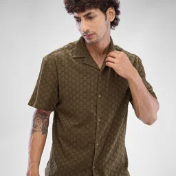 SPYKAR Men Solid Self Design Cuban Collar Slim Fit Casual Shirt-picture-48