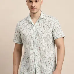 Turtle Men Floral Printed Spread Collar Casual Shirt-image-74