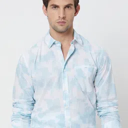 Mufti Abstract Printed Cotton Slim Fit Opaque Casual Shirt-image-46
