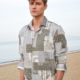 Mufti Slim Fit Long Sleeves Spread Collar Opaque Printed Casual Shirt-picture-18