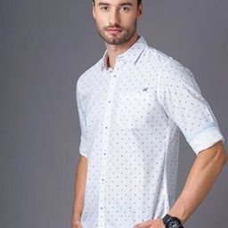 British Club Smart Slim Fit Geometric Printed Pure Cotton Casual Shirt-image-12