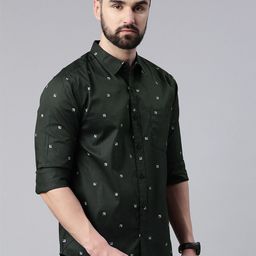 Provogue Slim Fit Micro Ditsy Printed Pure Cotton Casual Shirt-image-46