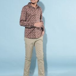 Crimsoune Club Boys Classic Slim Fit Geometric Printed Casual Shirt-image-19