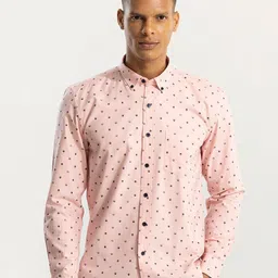 Snitch Pink Geometric Printed Classic Slim Fit Opaque Casual Shirt-image-23