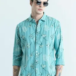 Snitch Classic Slim Fit Long Sleeves Spread Collar Cotton Opaque Printed Casual Shirt-picture-11