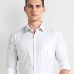Arrow Conversational Printed Cotton Spread Collar Curved Slim Fit Casual Shirt-image-68