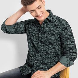 Beyoung Graphic Printed Spread Collar Twill Cotton Casual Shirt-picture-33